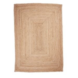 Jute Area Rug with Tassels 4'x6' Natural Handwoven Chunky Boho Home Décor Vintage Farmhouse Style Rug - for Bedroom, Living Room